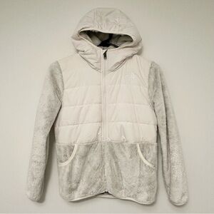 The North Face Girls MashUp Sherpa Hooded Full Zip Fleece Size 12 Large Grey Wh